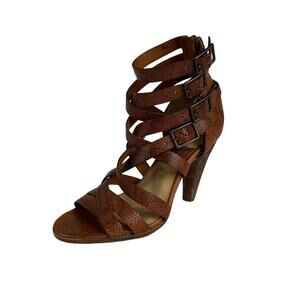 Frye Women's Mika Brown Leather Strappy Heels Size 7